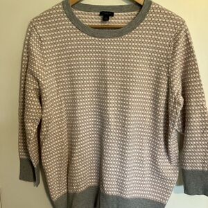 Ann Taylor Pink and Gray Textured Crewneck Sweater